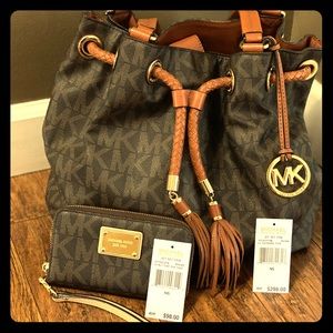 Michael Kors large gathered tote and wallet